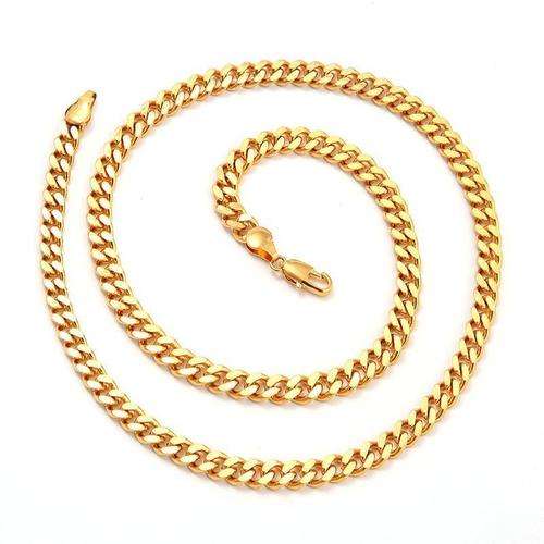 Mens Stunning Heavy 9K Yellow Gold Filled Miami Link Chain  ( 50cm )